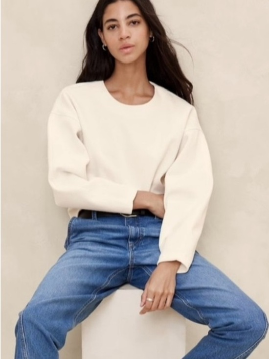 Banana Republic Tops - BANANA REPUBLIC Everyday Minimal Cream Crewneck Sweatshirt! NWT! S